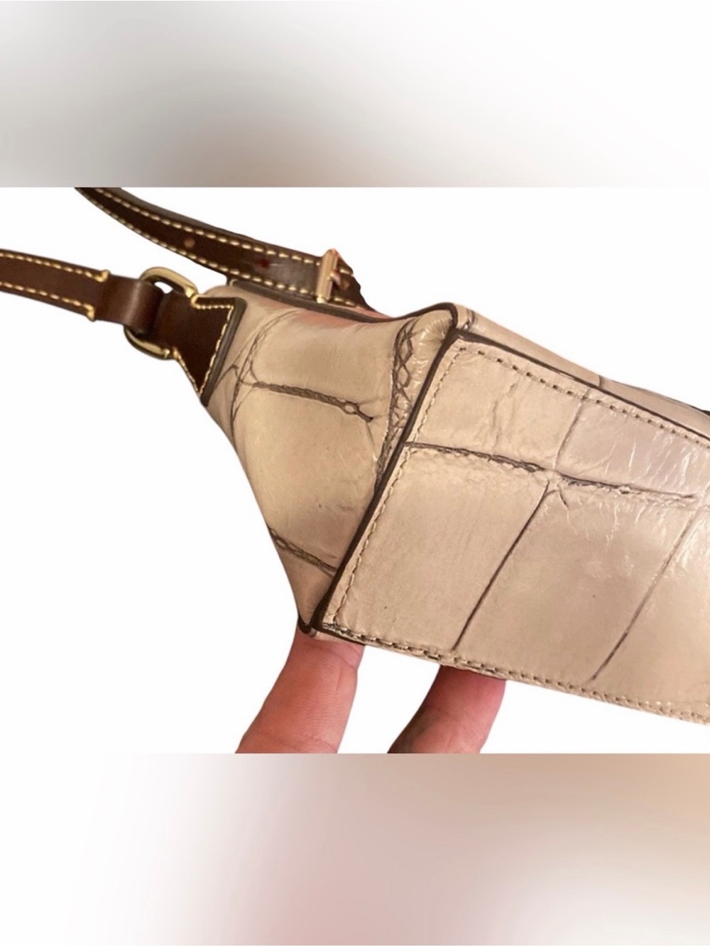 Dooney & Bourke Emerson Kyra Beige Croc-Embossed Crossbody - Picture 6 of 14